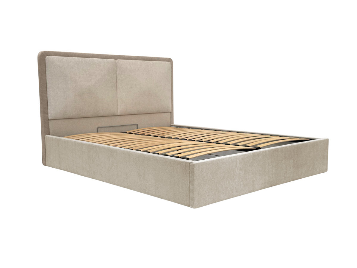 MARA opbergbed in tweekleurige, gestructureerde stof