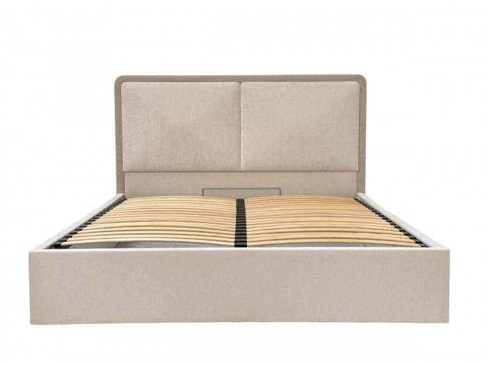 Lit coffre MARA tissu texturé bicolore