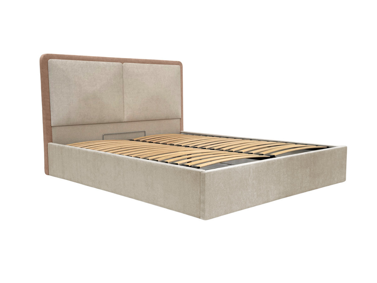 MARA opbergbed in tweekleurige, gestructureerde stof