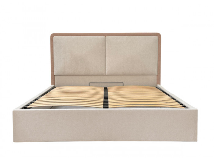 Lit coffre MARA tissu texturé bicolore