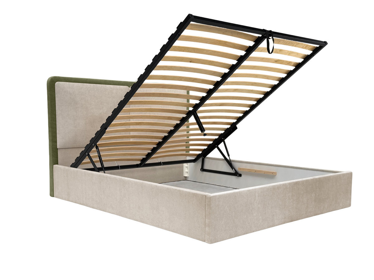 MARA opbergbed in tweekleurige, gestructureerde stof