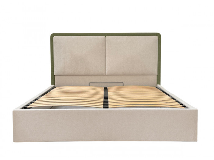 Lit coffre MARA tissu texturé bicolore