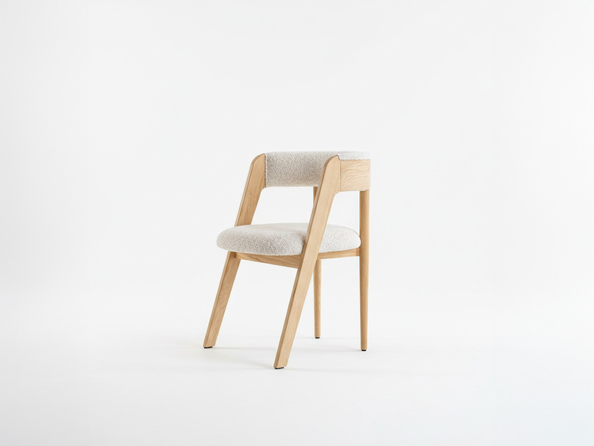 Lot de 2 chaises BASTIDE placage chêne massif et tissu bouclette