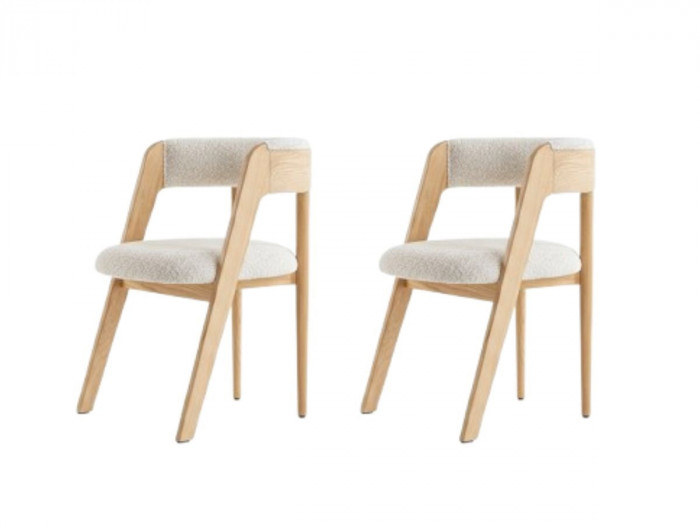 Lot de 2 chaises BASTIDE placage chêne massif et tissu bouclette