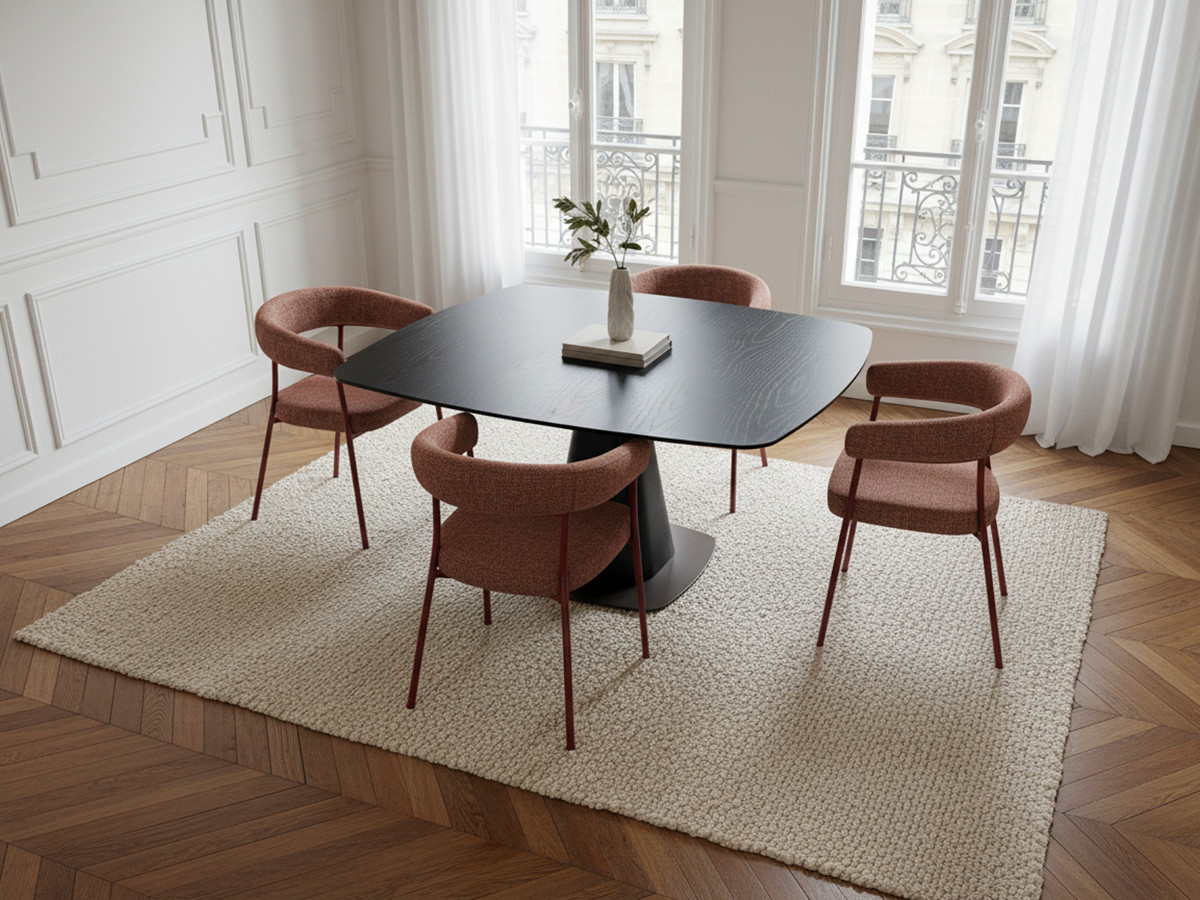 Ensemble NOA avec table à manger carrée 120 cm + 4 chaises ROSA