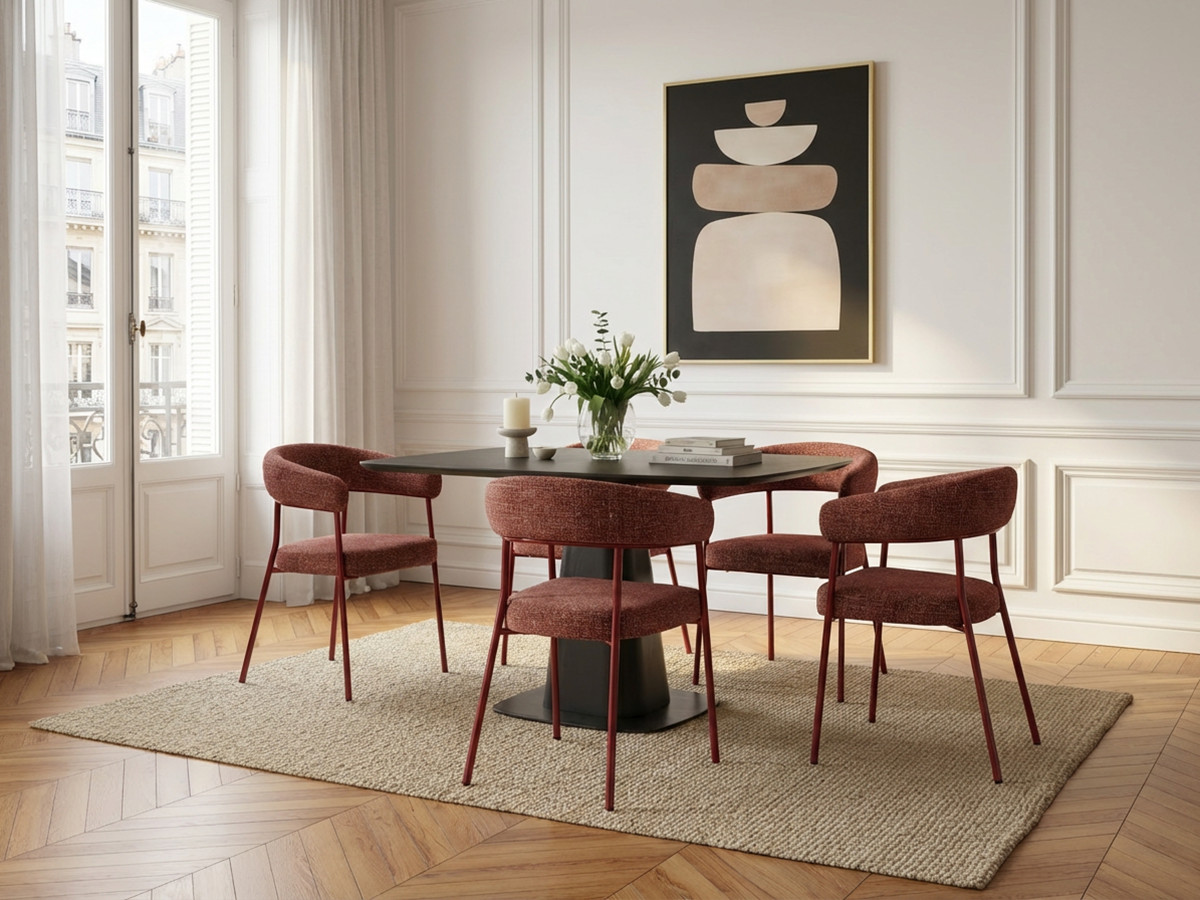 Ensemble DIEGO table à manger carrée + 4 chaises ROSA