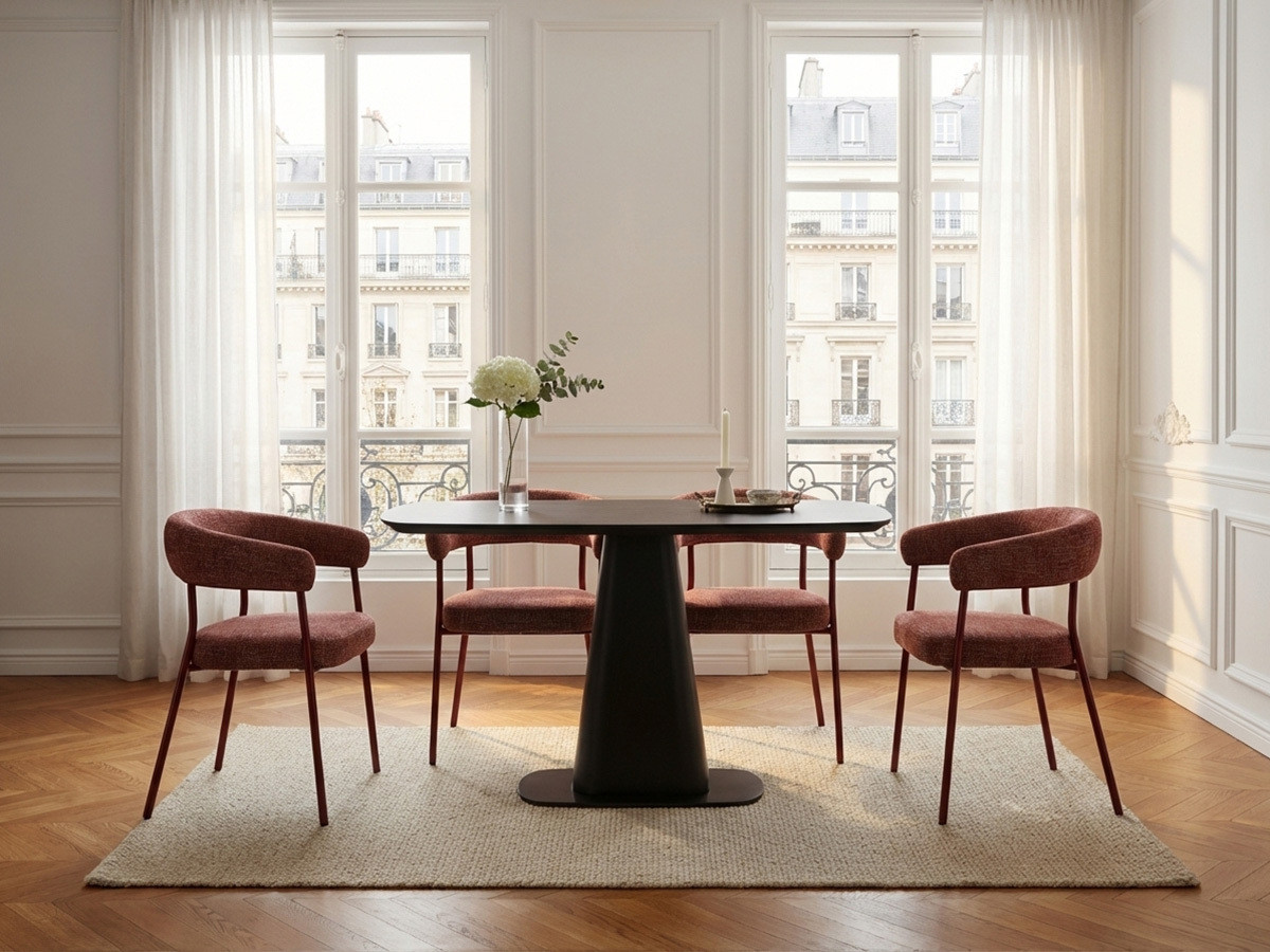 Ensemble NOA avec table à manger carrée 120 cm + 4 chaises ROSA