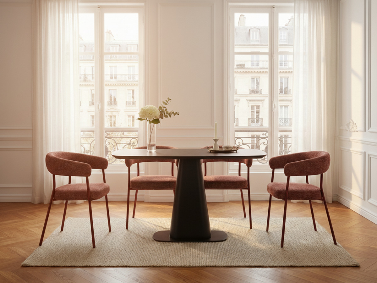 Ensemble NOA avec table à manger carrée 120 cm + 4 chaises ROSA