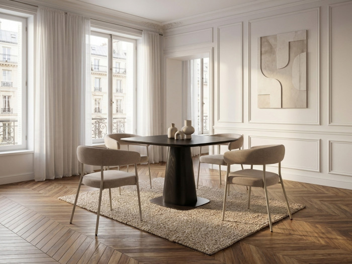 Ensemble NOA avec table à manger carrée 120 cm + 4 chaises ROSA