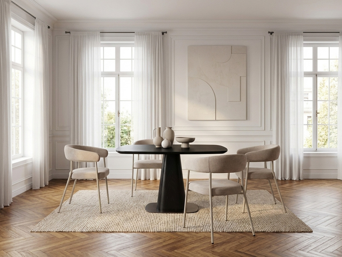 Ensemble NOA avec table à manger carrée 120 cm + 4 chaises ROSA