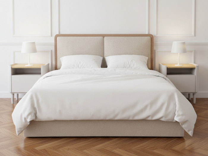 Lit coffre MARA tissu texturé bicolore