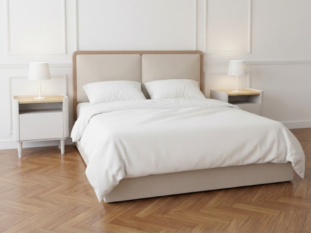 MARA opbergbed in tweekleurige, gestructureerde stof