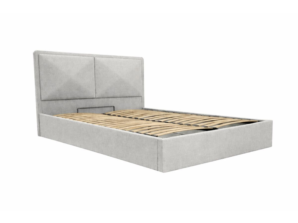 mara opbergbed in gestructureerde stof gekleurd grijs