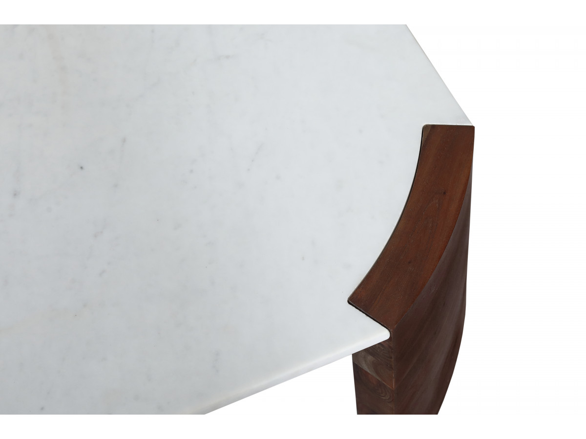 TORVI vierkante salontafel met een marmeren blad van 85 cm en poten van massief mangohout