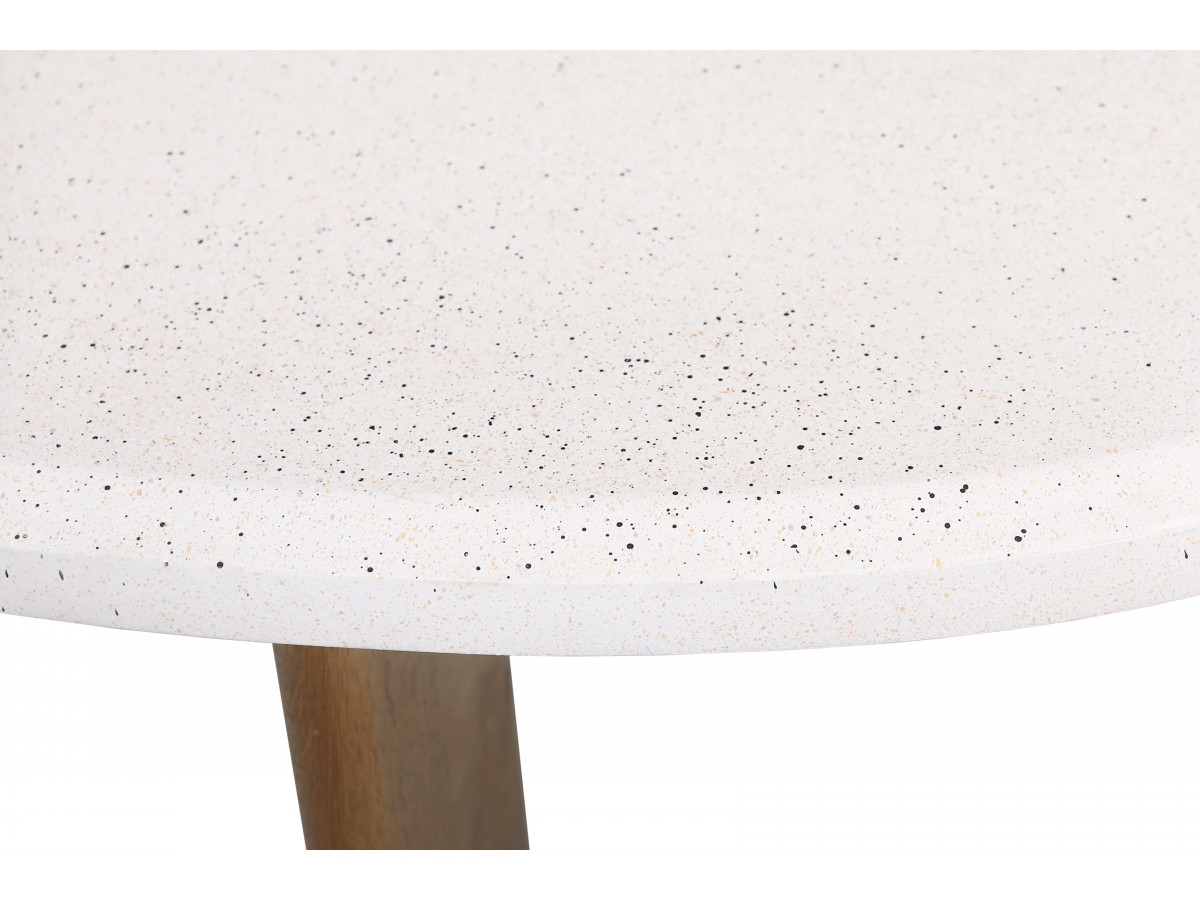 Ovale salontafel van 110 cm met ARYA terrazzo-effect en poten van massief mangohout