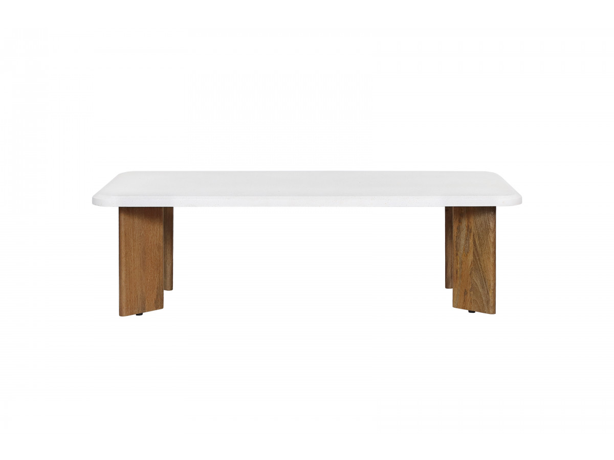Table basse rectangulaire 120 cm ARYA effet terrazzo et pieds bois massif de manguier — vue 6