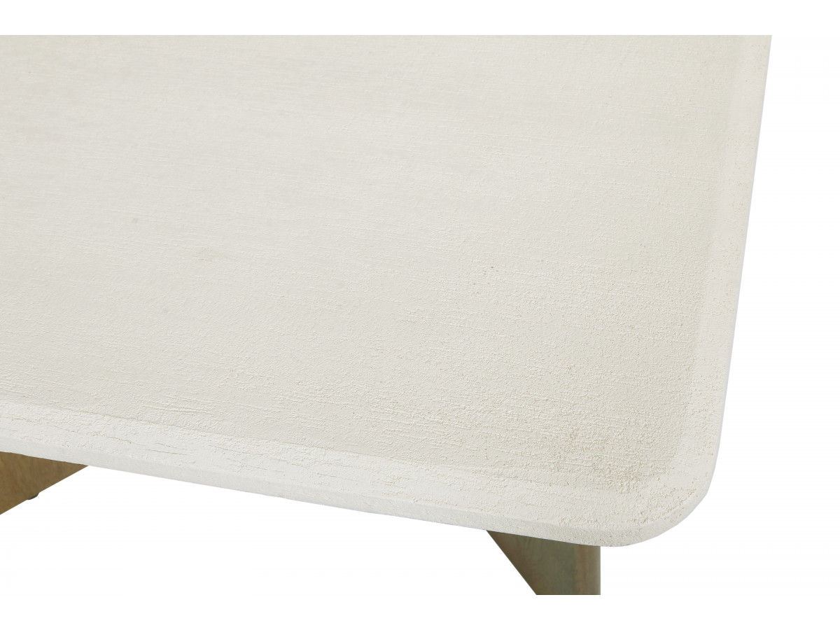 Vierkante salontafel van 70 cm met ARYA travertin-look en poten van massief mangohout