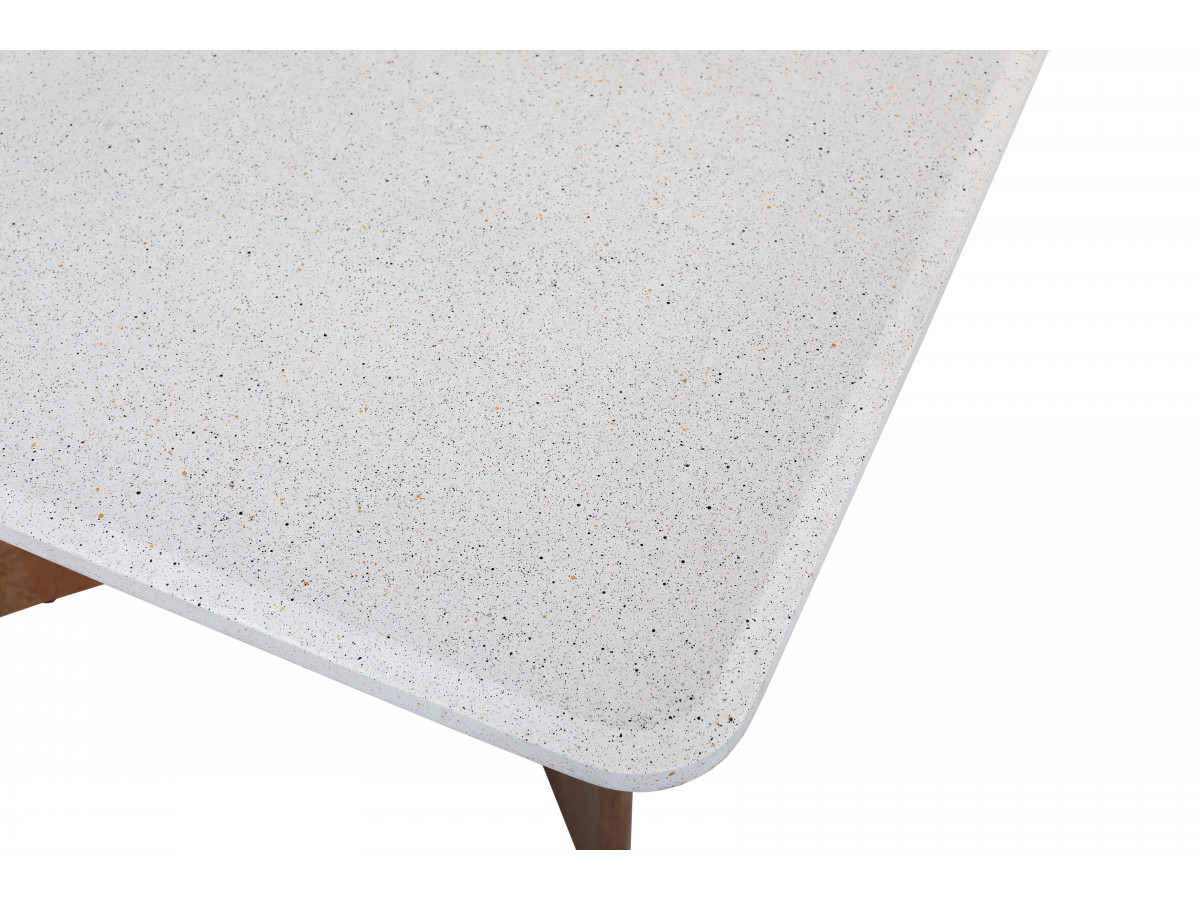 Vierkante salontafel van 70 cm met ARYA terrazzo-look en poten van massief mangohout