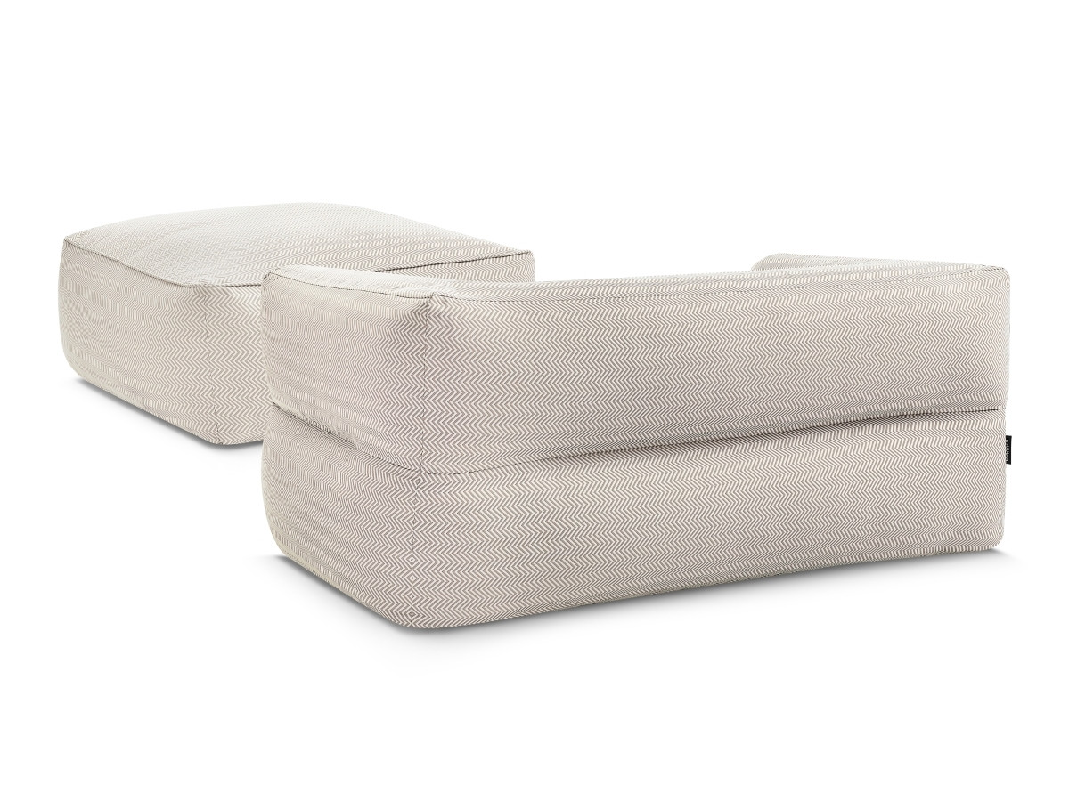 Canapé de jardin droit 2 places NOUR avec pouf avec bâche de protection beige — vue 5