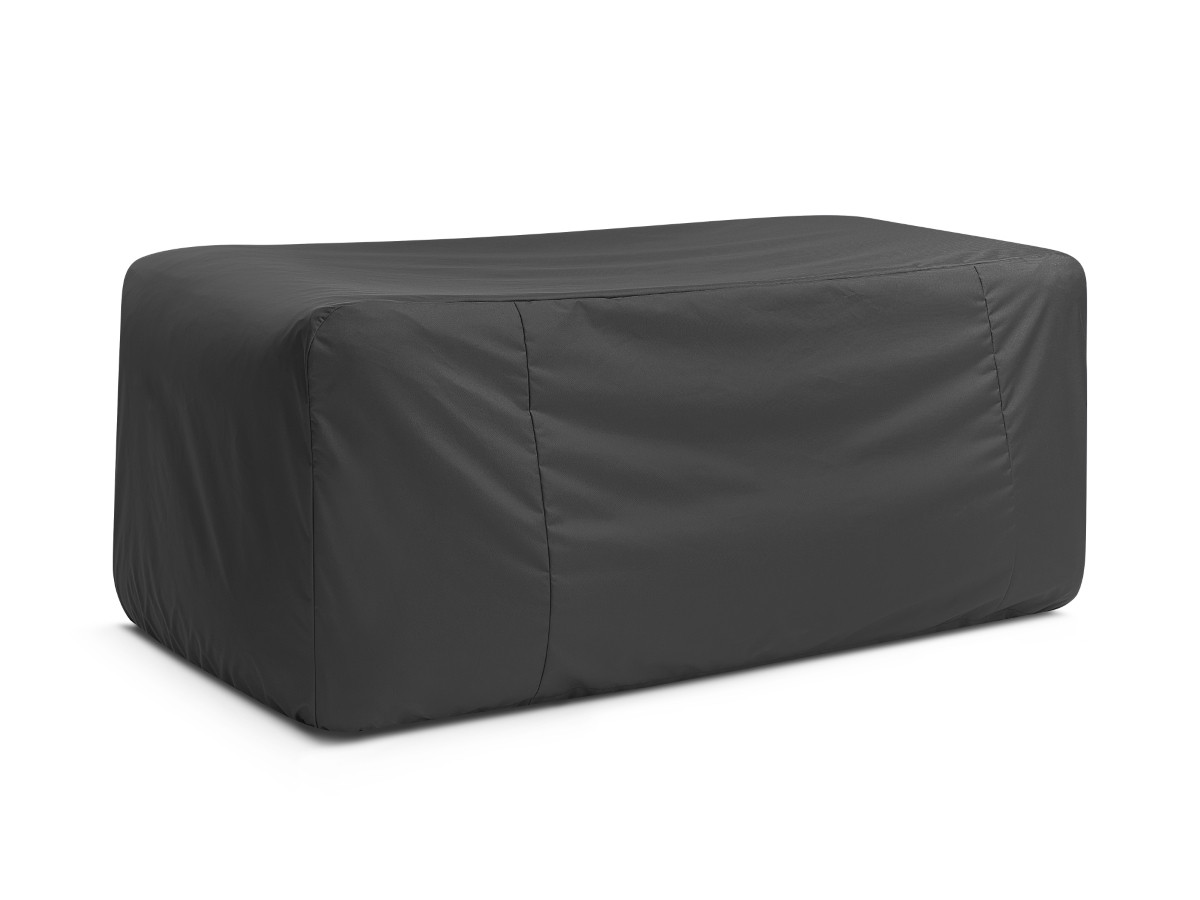 Canapé de jardin droit fixe 2 places NOUR avec pouf avec bâche de protection