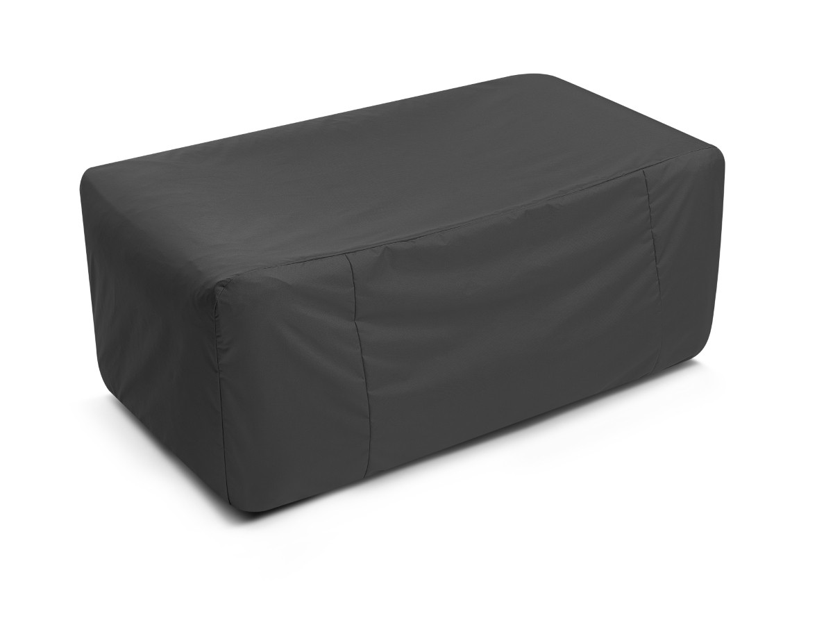 Canapé de jardin droit fixe 2 places NOUR avec pouf avec bâche de protection