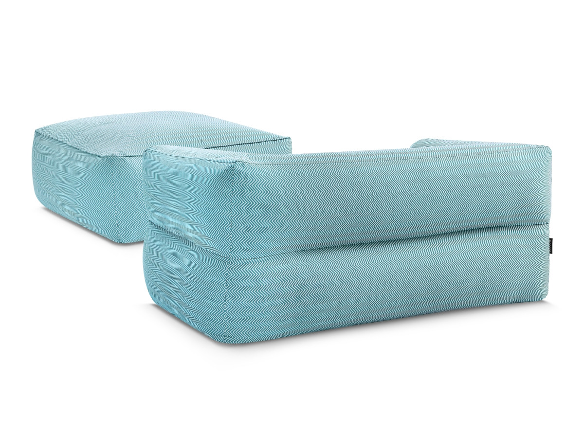 Canapé de jardin droit 2 places NOUR avec pouf avec bâche de protection bleu foncé — vue 5