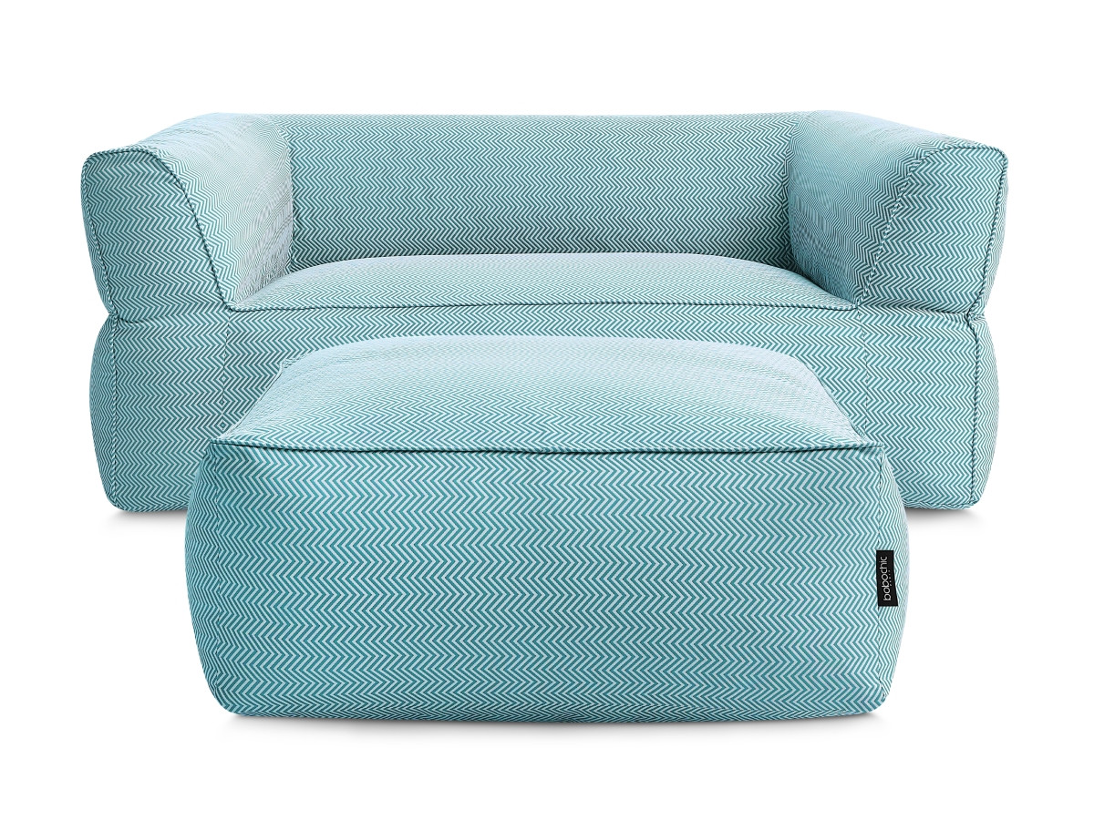 Canapé de jardin droit fixe 2 places NOUR avec pouf avec bâche de protection