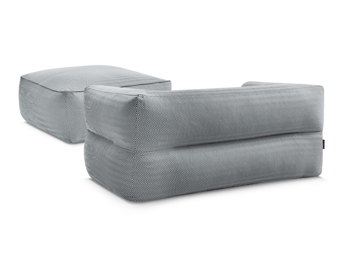 Canapé de jardin droit 2 places NOUR avec pouf avec bâche de protection noir — vue 5