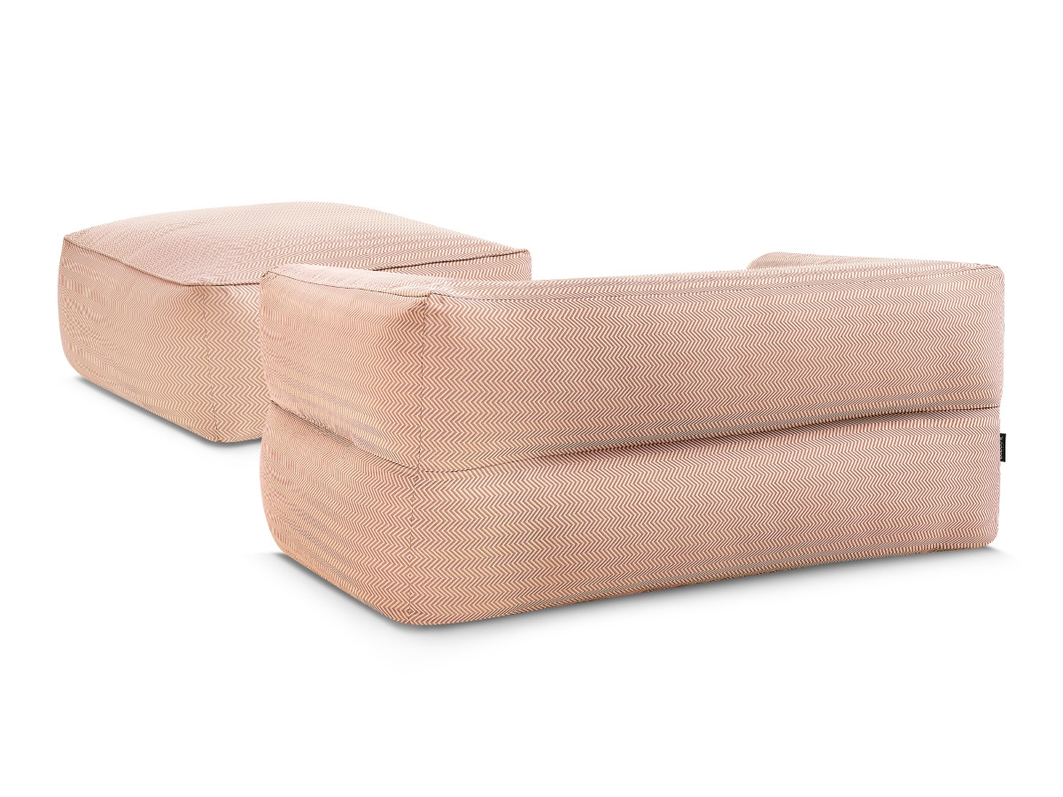 Canapé de jardin droit 2 places NOUR avec pouf avec bâche de protection orange — vue 5