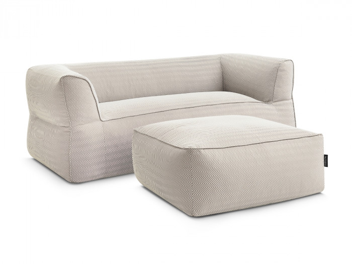 Canapé de jardin droit fixe 3 places NOUR avec pouf