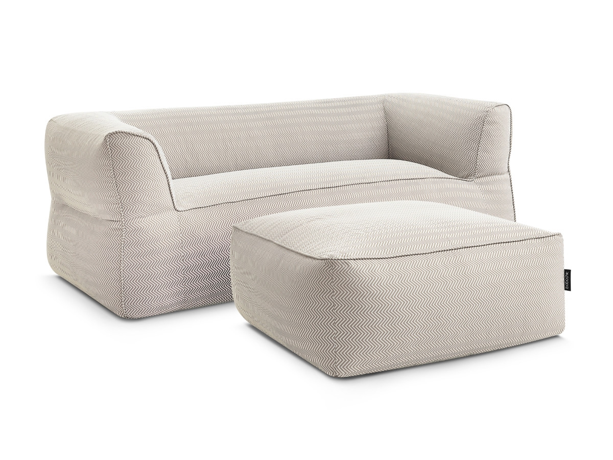 Canapé de jardin droit 3 places NOUR avec pouf avec bâche de protection beige — vue 3