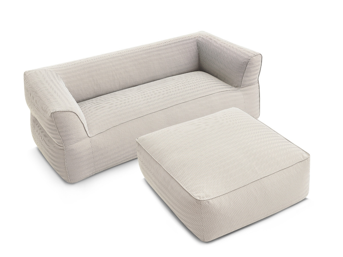 Canapé de jardin droit 3 places NOUR avec pouf avec bâche de protection beige — vue 4