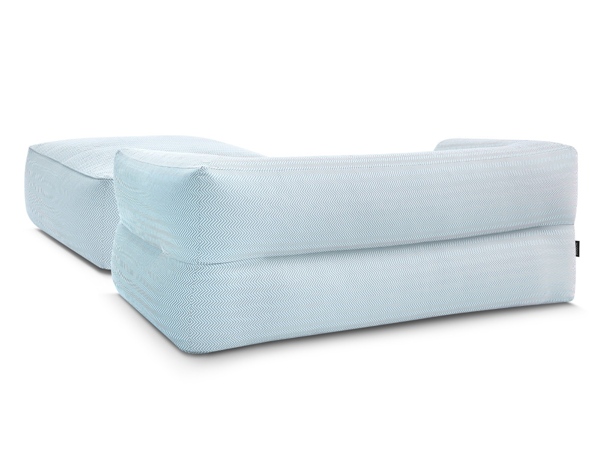 Canapé de jardin droit 3 places NOUR avec pouf avec bâche de protection bleu clair — vue 5