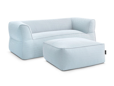 Canapé de jardin droit fixe 3 places NOUR avec pouf avec bâche de protection