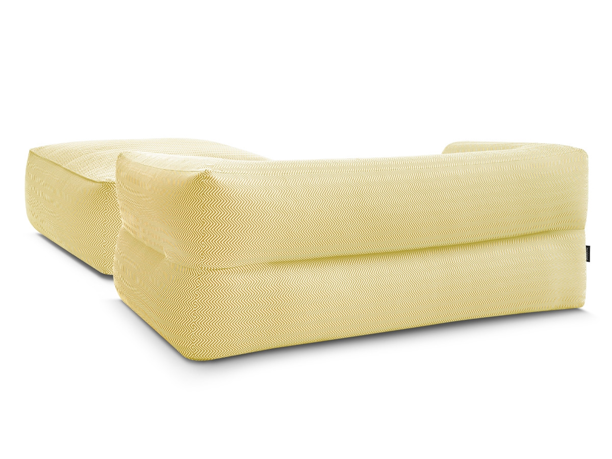 Canapé de jardin droit 3 places NOUR avec pouf avec bâche de protection jaune — vue 5