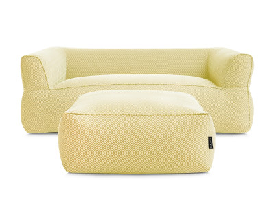 Canapé de jardin droit fixe 3 places NOUR avec pouf avec bâche de protection