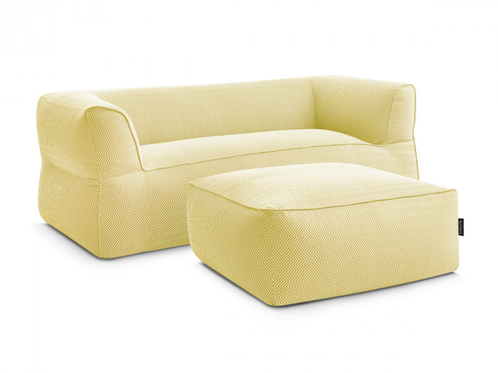 Canapé de jardin droit fixe 3 places NOUR avec pouf avec bâche de protection