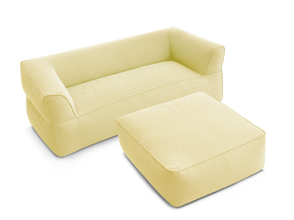 Canapé de jardin droit fixe 3 places NOUR avec pouf avec bâche de protection