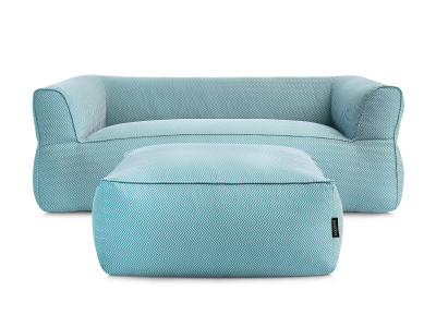 Canapé de jardin droit fixe 3 places NOUR avec pouf avec bâche de protection