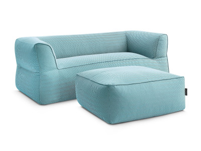 Canapé de jardin droit fixe 3 places NOUR avec pouf avec bâche de protection