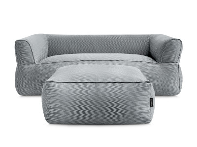 Canapé de jardin droit fixe 3 places NOUR avec pouf avec bâche de protection