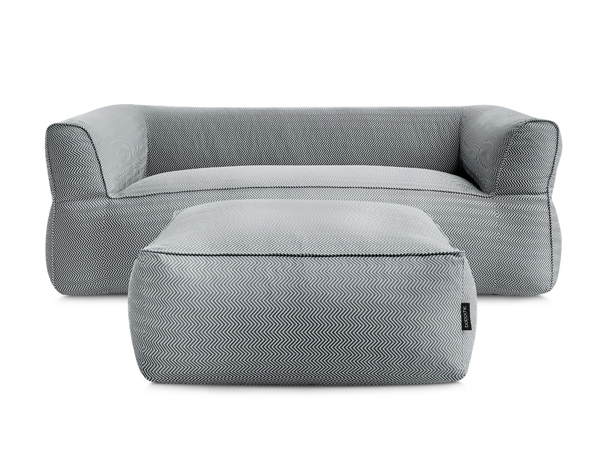 Canapé de jardin droit fixe 3 places NOUR avec pouf avec bâche de protection