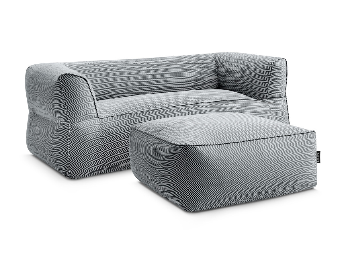 Canapé de jardin droit 3 places NOUR avec pouf avec bâche de protection noir