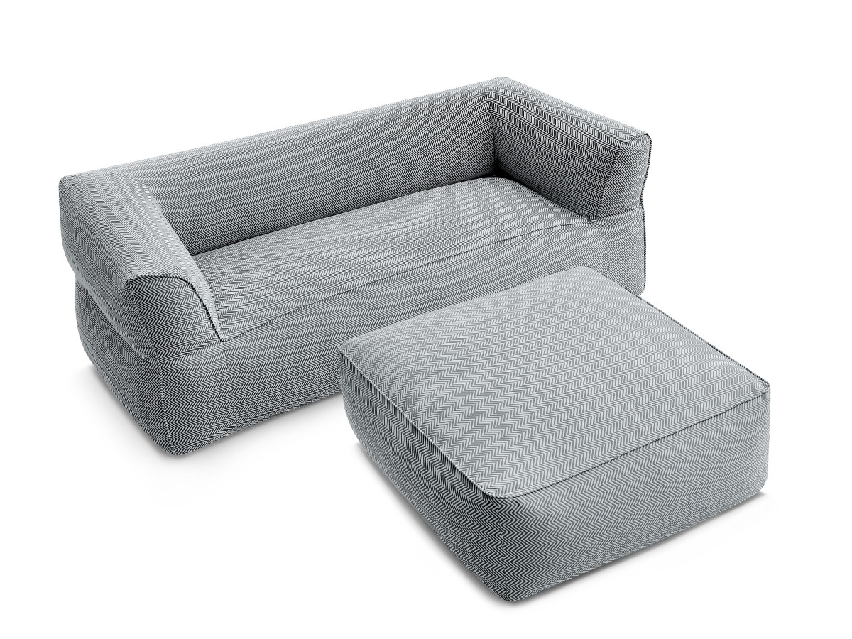 Canapé de jardin droit fixe 3 places NOUR avec pouf avec bâche de protection