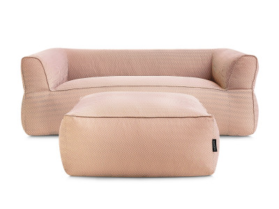 Canapé de jardin droit fixe 3 places NOUR avec pouf avec bâche de protection