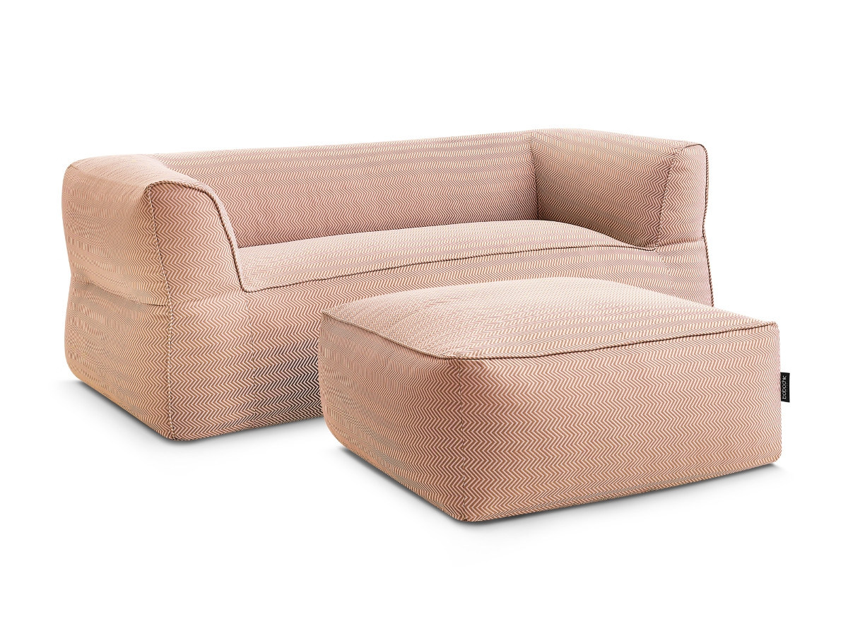Canapé de jardin droit fixe 3 places NOUR avec pouf avec bâche de protection