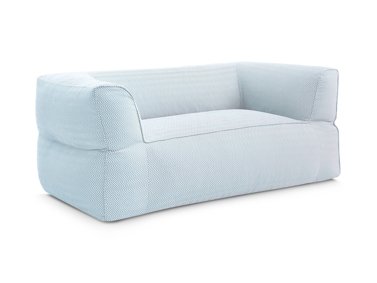 Canapé de jardin droit 2 places NOUR avec bâche de protection bleu clair