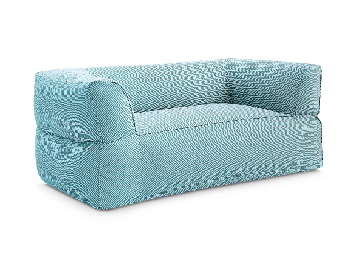 Canapé de jardin droit 2 places NOUR avec bâche de protection bleu foncé