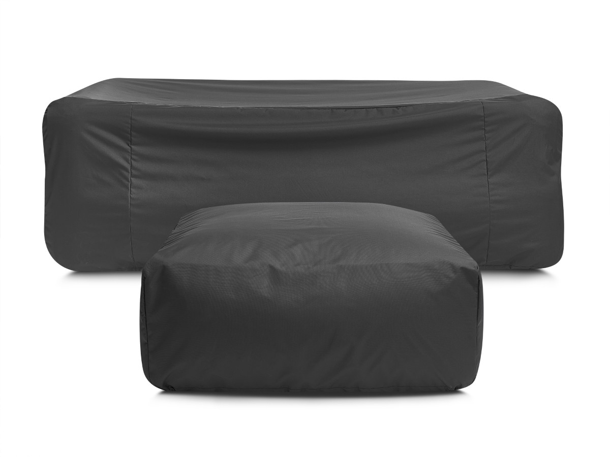 Canapé de jardin droit 3 places NOUR avec pouf avec bâche de protection bleu foncé — vue 6