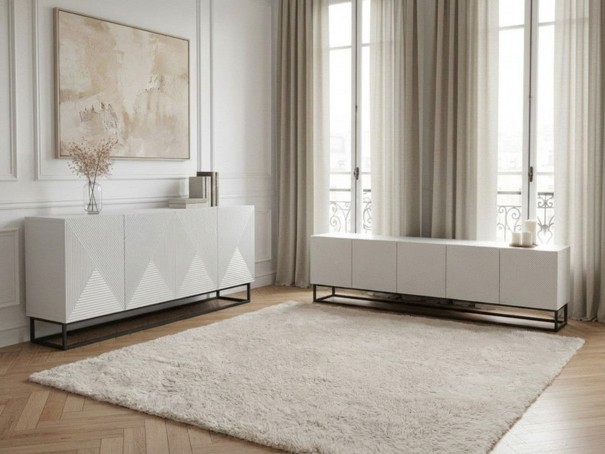 ALICE set met 200 cm tv-meubel + 200 cm 4-deurs dressoir met metalen poten